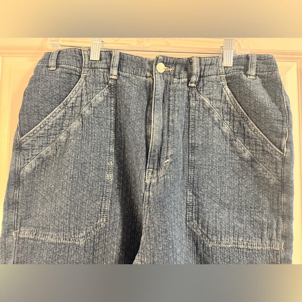 Free People midnight voyage sashiko Blue Wide-Leg harem Jeans - Picture 4 of 7
